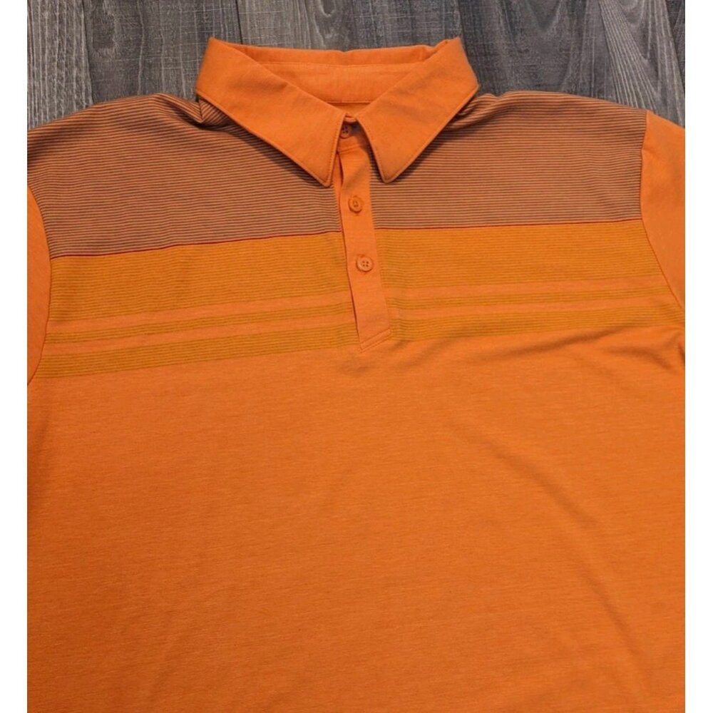 Mountain Hardware Mens XL Shirt Polo‎ Orange Striped Short Sleeve Outdoor - Picture 5 of 11